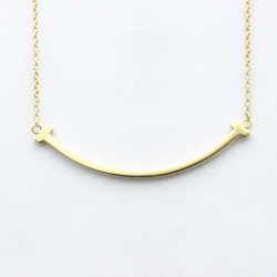 Polished TIFFANY T Smile Small 18K Yellow Gold YG Pendant Necklace BF558536