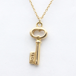 Polished TIFFANY Vintage Oval Key Mini 18K Pink Gold PG Necklace BF558546