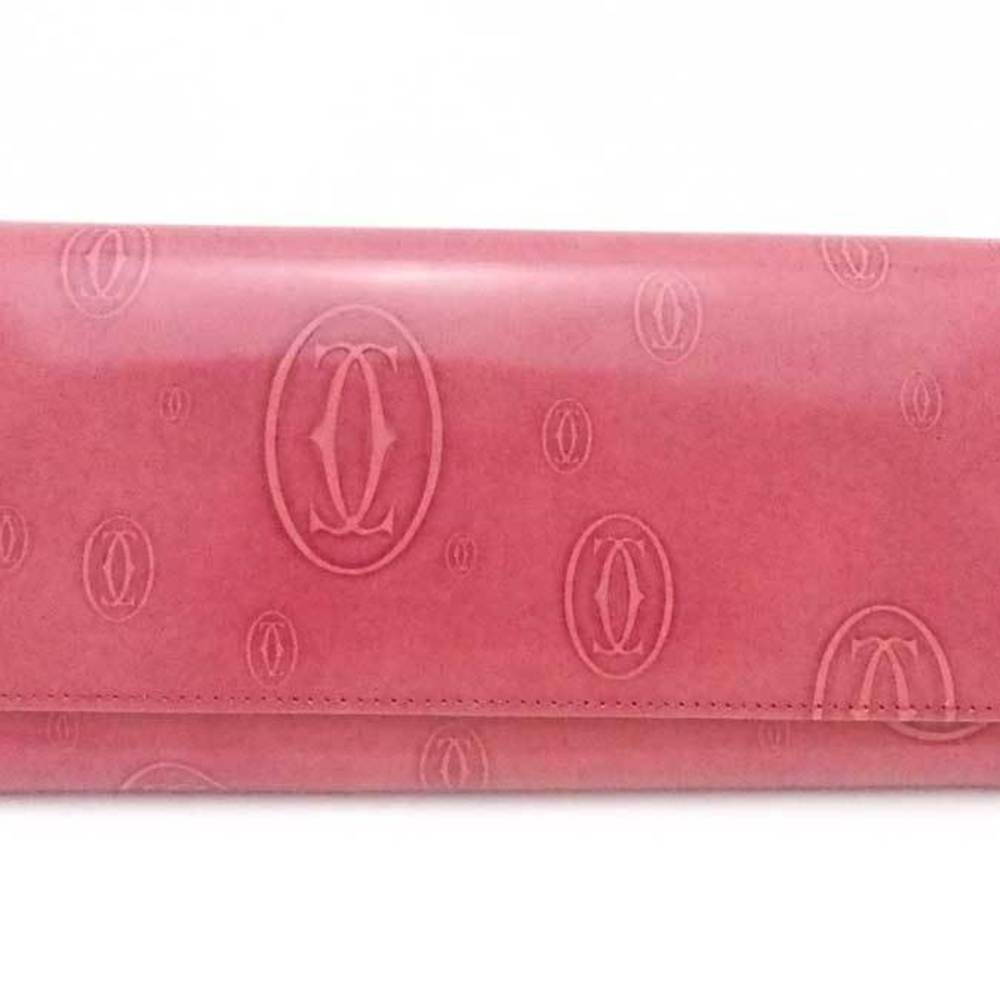 Cartier Pink Patent Calfskin Leather Happy Birthday Long Wallet