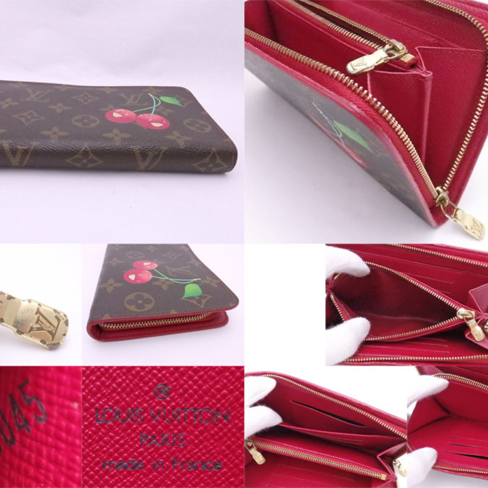 Louis Vuitton LOUIS VUITTON Round Zipper Long Wallet Cherry Monogram Canvas  Brown x Multicolor Gold Women's