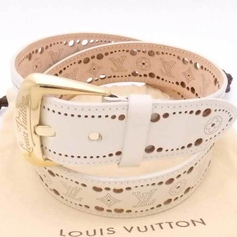 Louis Vuitton LOUIS VUITTON Belt Sun Tulle Phoenix Leather/Metal Ivory/Gold  Unisex M9680 | eLADY Globazone