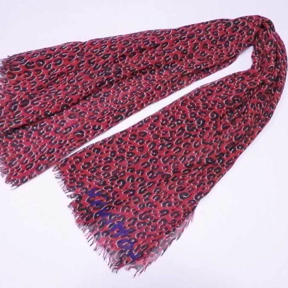 Louis Vuitton LOUIS VUITTON stole shawl scarf leopard cashmere/silk  red/black unisex