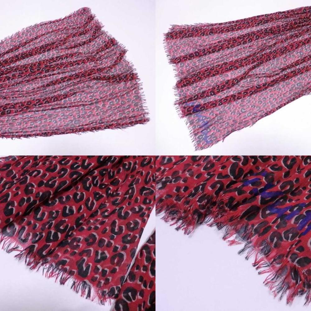 Louis Vuitton LOUIS VUITTON stole shawl scarf leopard cashmere/silk  red/black unisex