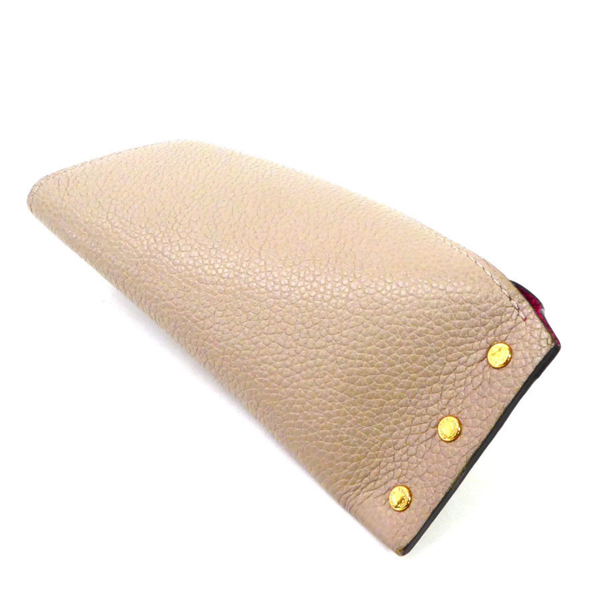 Louis Vuitton LOUIS VUITTON Key Case Multicle Berlingo Leather Beige x Framboise Unisex