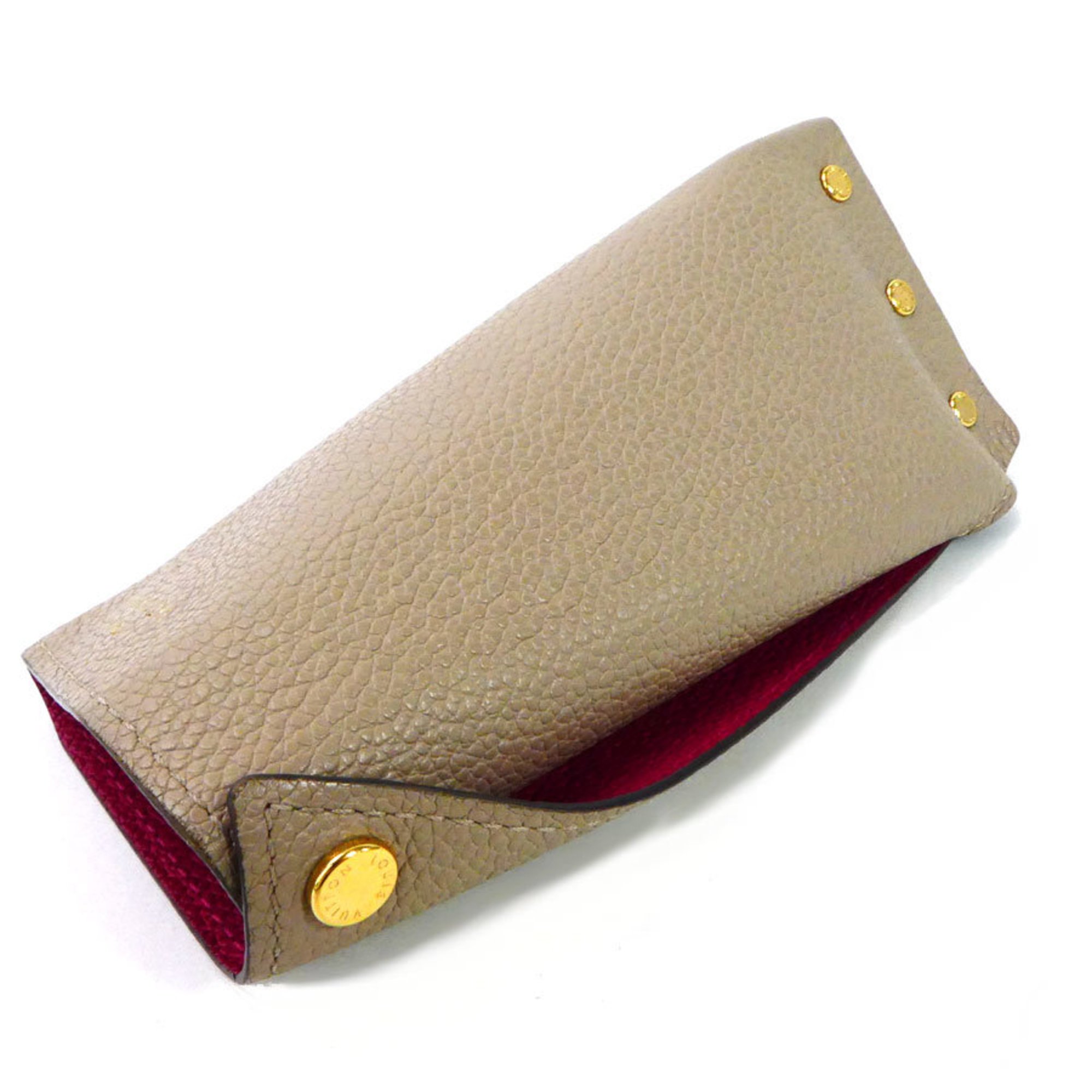 Louis Vuitton LOUIS VUITTON Key Case Multicle Berlingo Leather Beige x Framboise Unisex