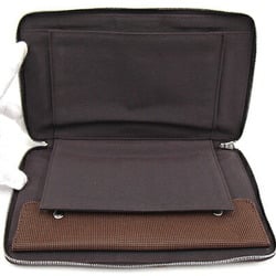 Hermes Round Long Wallet Yale Line Purse GM Dark Brown Canvas Men's HERMES