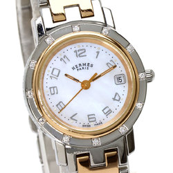 Hermes CL4.222 Clipper Nacle 12P Diamond Bezel Watch Stainless Steel SSxPGP Women's HERMES