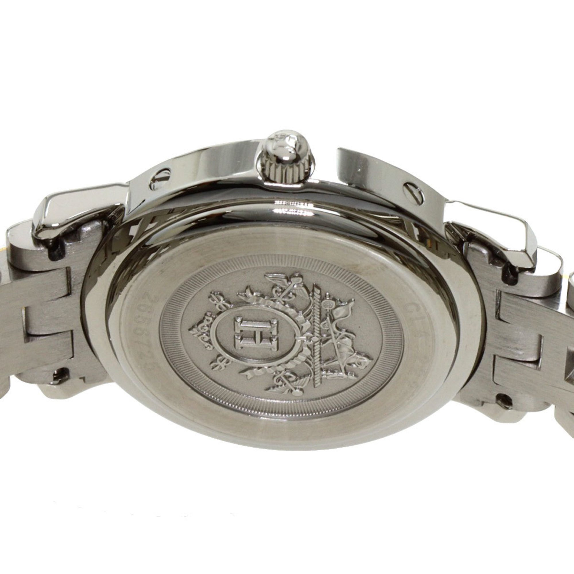 Hermes CL4.222 Clipper Nacle 12P Diamond Bezel Watch Stainless Steel SSxPGP Women's HERMES