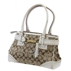 COACH coach medium carryall tote bag signature white x brown 10507