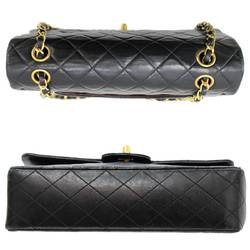 CHANEL Chanel matelasse double chain shoulder bag calfskin black