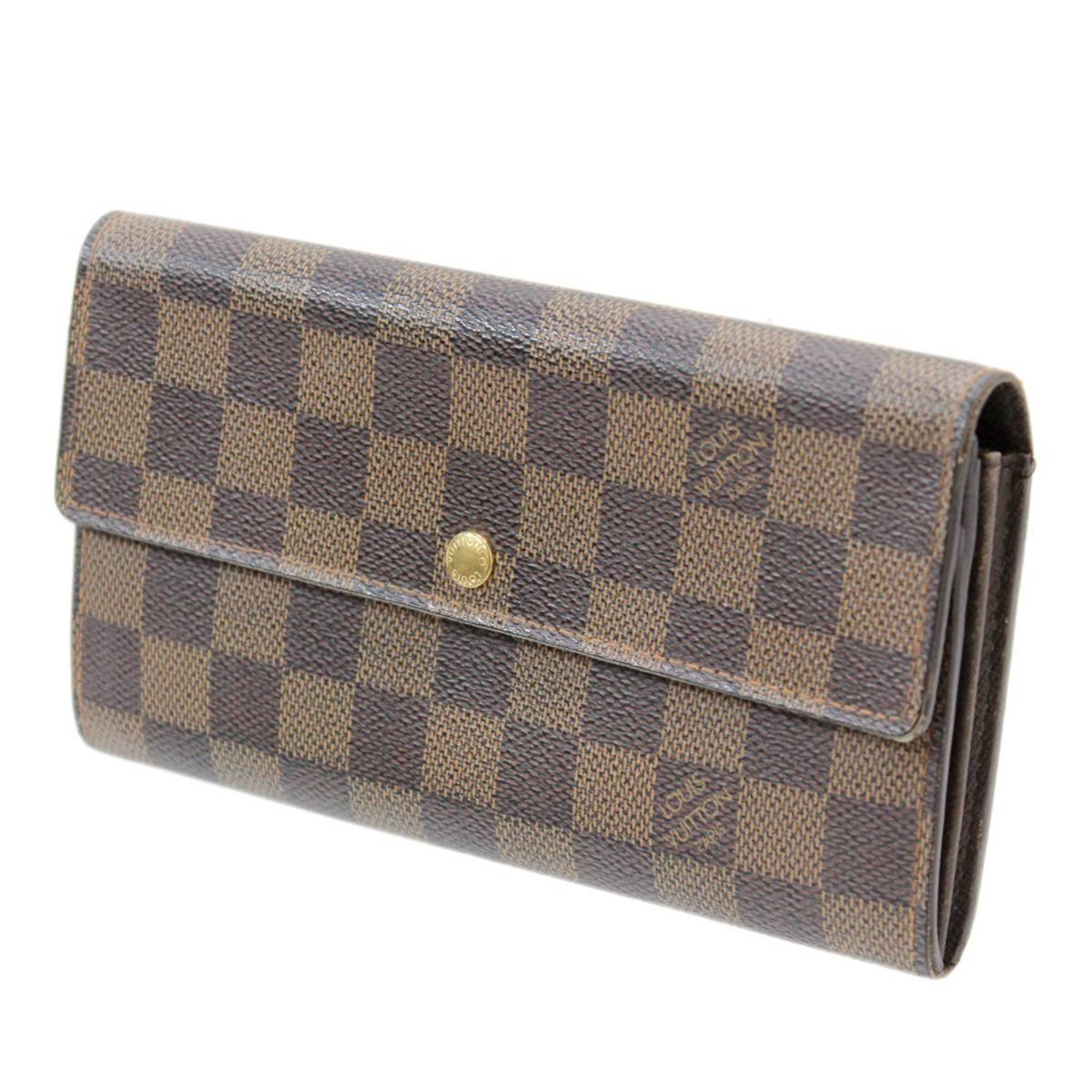 LOUIS VUITTON Louis Vuitton Pochette Portomone Credit Bifold Long Wallet Damier Ebene N61726