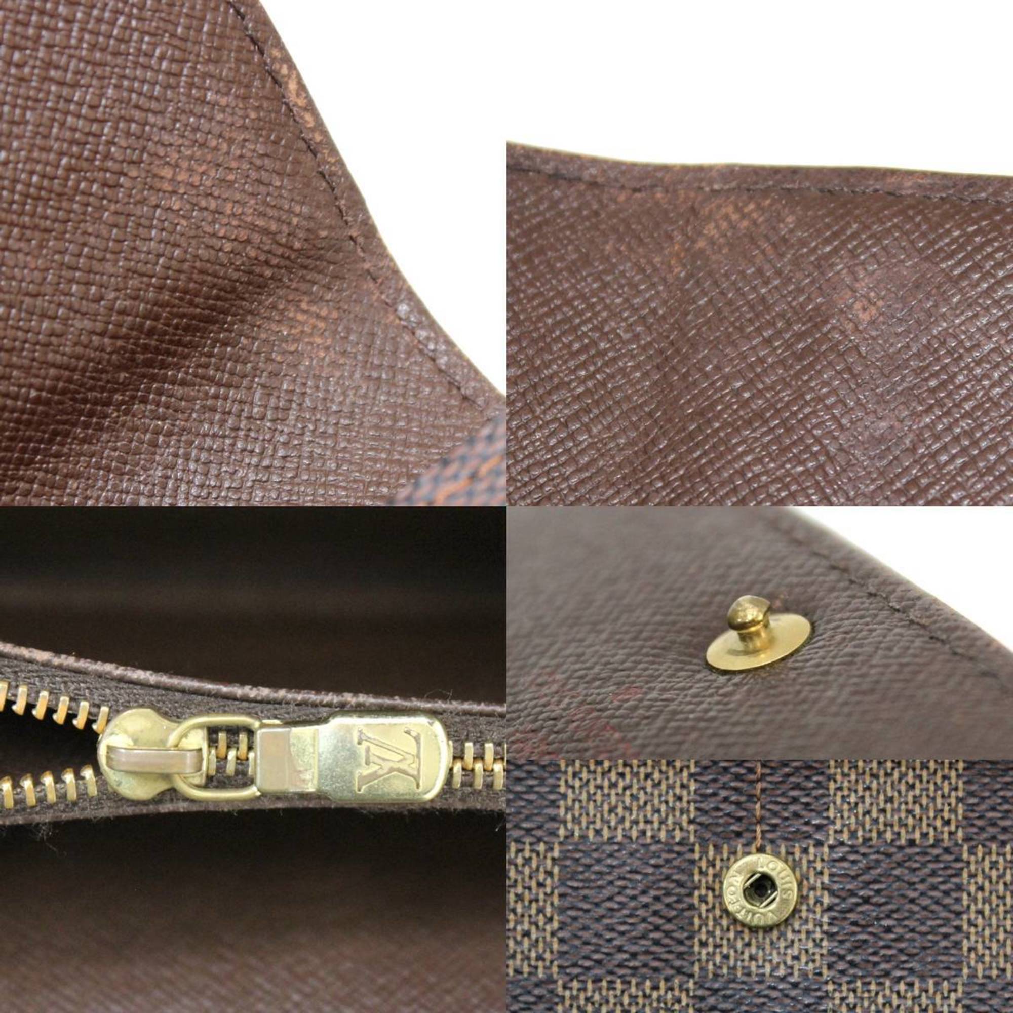 LOUIS VUITTON Louis Vuitton Pochette Portomone Credit Bifold Long Wallet Damier Ebene N61726