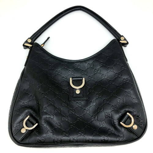 GUCCI Gucci Semi-Shoulder Bag 130738 GG Shima Leather Black Gold ...