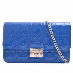 Christian Dior Miss Canage Patent New Lock Chain Shoulder Bag Blue