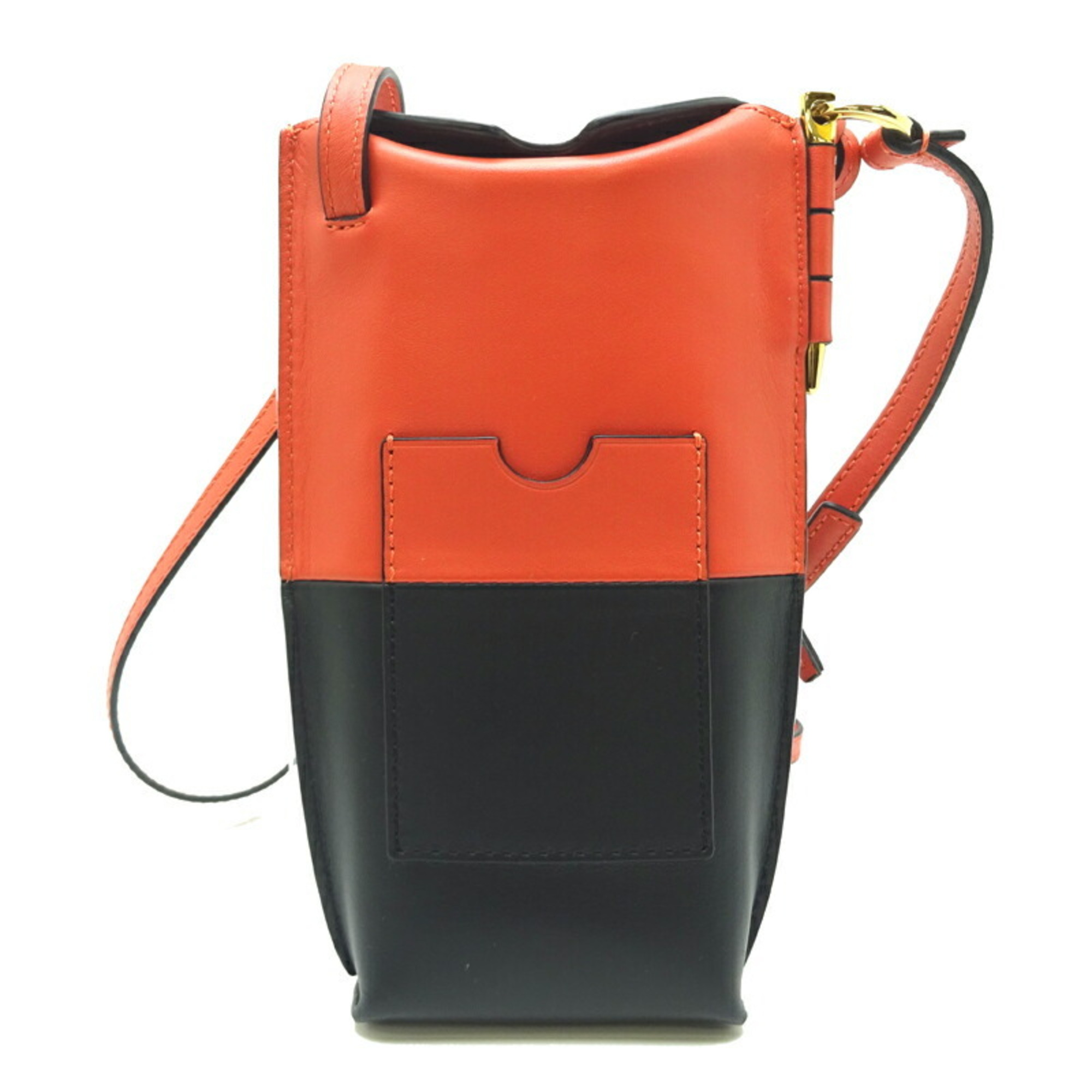 Loewe Gate Pocket Women's Shoulder Bag 113.54IZ42 Leather Orange x Black