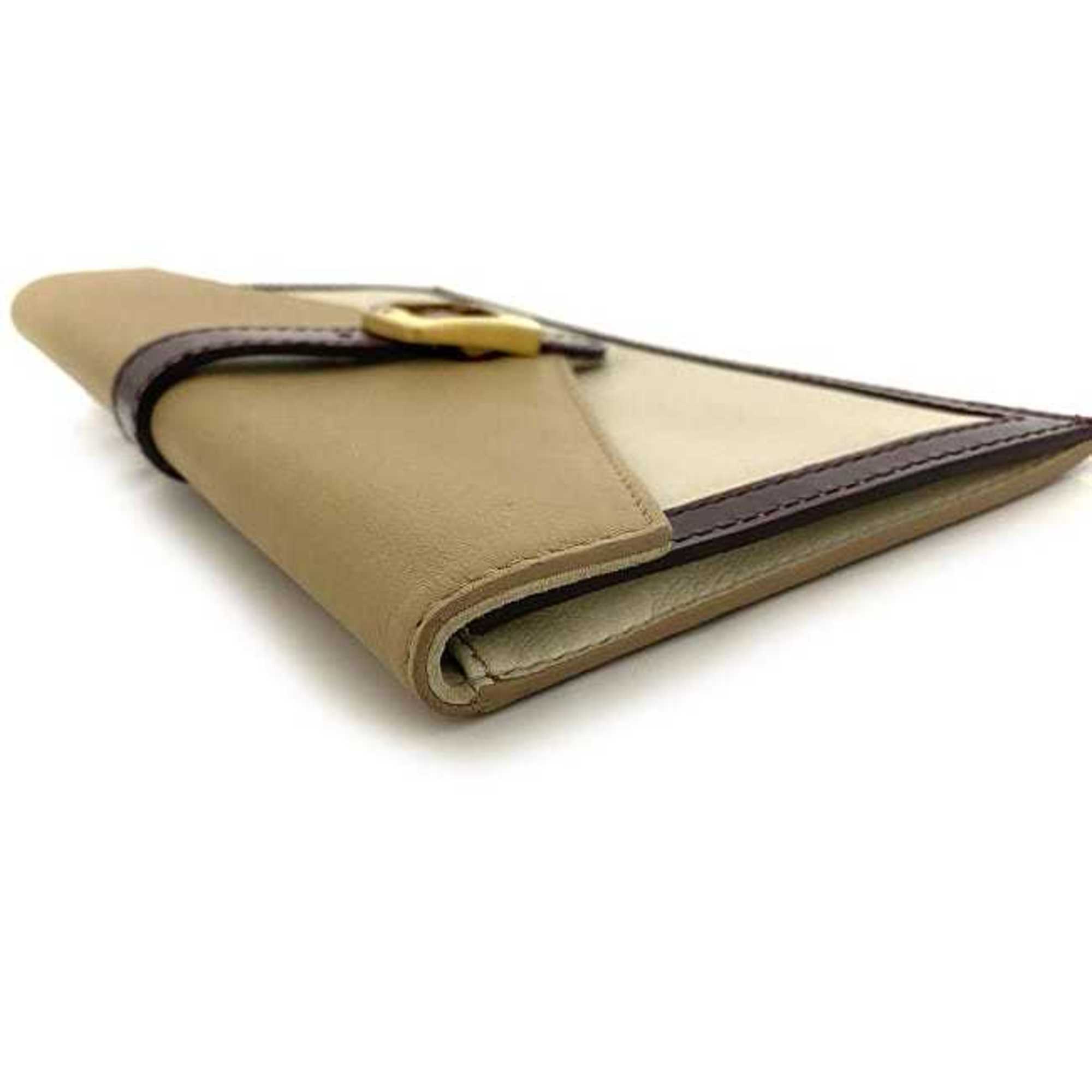Fendi Bifold Long Wallet White Beige Wine Red Chameleon 8M0283 Patent Leather FENDI Flap Clutch Bag Belt Women's