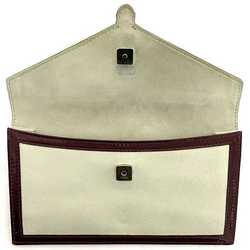 Fendi Bifold Long Wallet White Beige Wine Red Chameleon 8M0283 Patent Leather FENDI Flap Clutch Bag Belt Women's