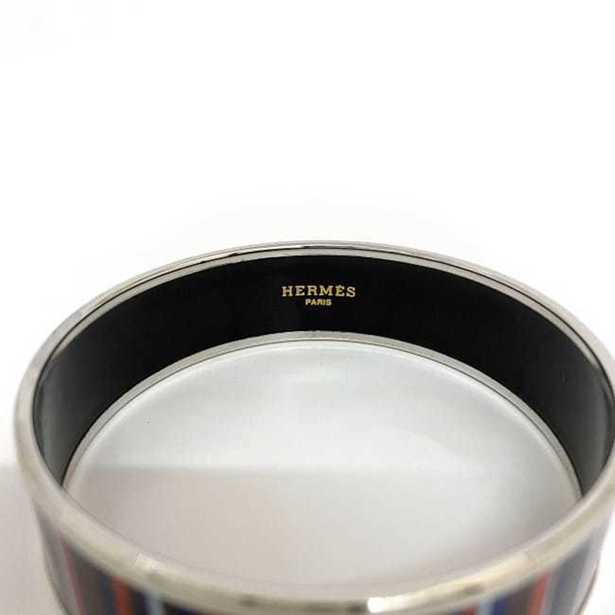 Hermes Bangle Email GM Silver Navy Bordeaux Cloisonne HERMES Bracelet Border Accessory Box