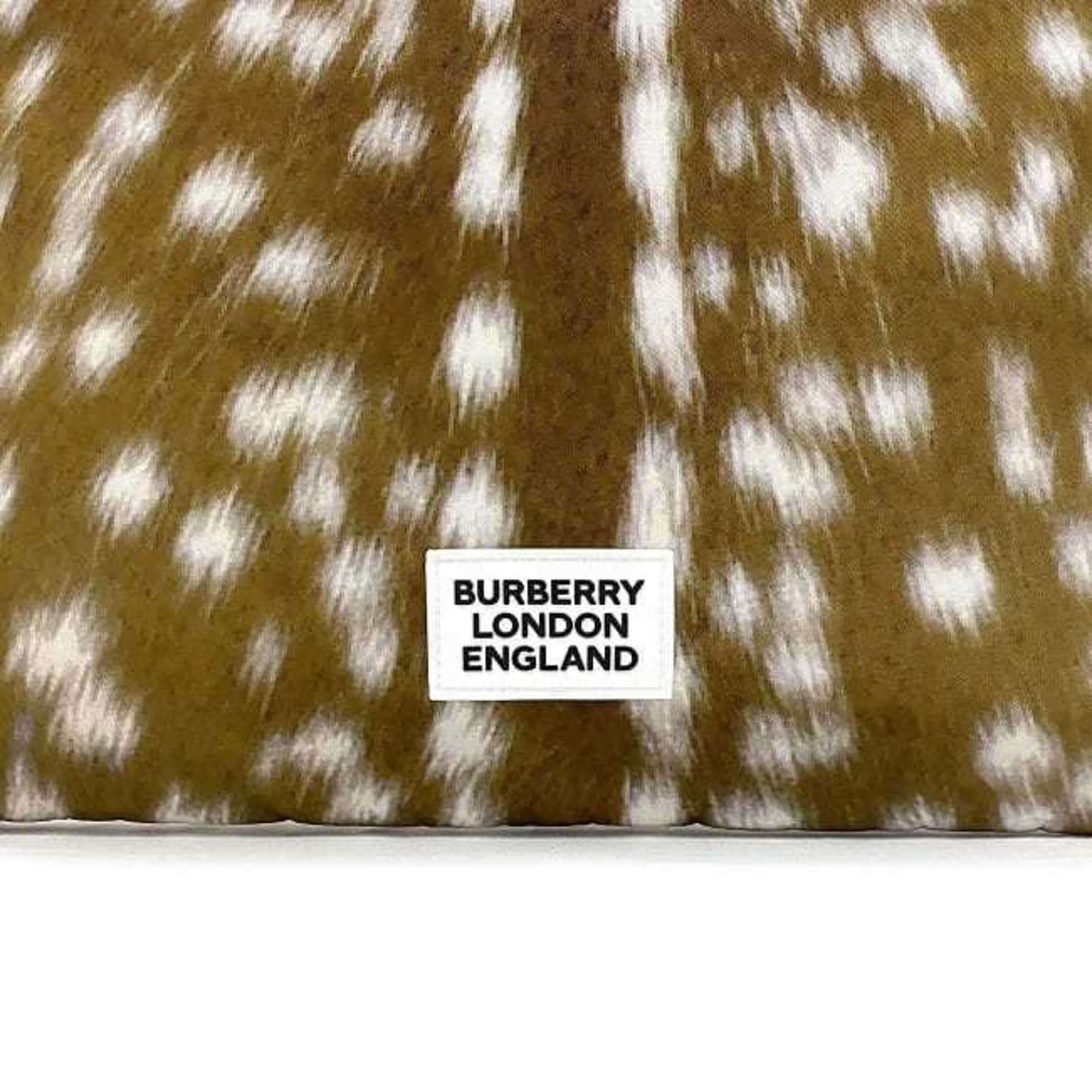 Burberry tote bag brown black animal print 8022363 nylon leather BURBERRY MD FLAT TOTE DEER PRINTED pattern ladies deer