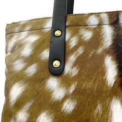 Burberry tote bag brown black animal print 8022363 nylon leather BURBERRY MD FLAT TOTE DEER PRINTED pattern ladies deer