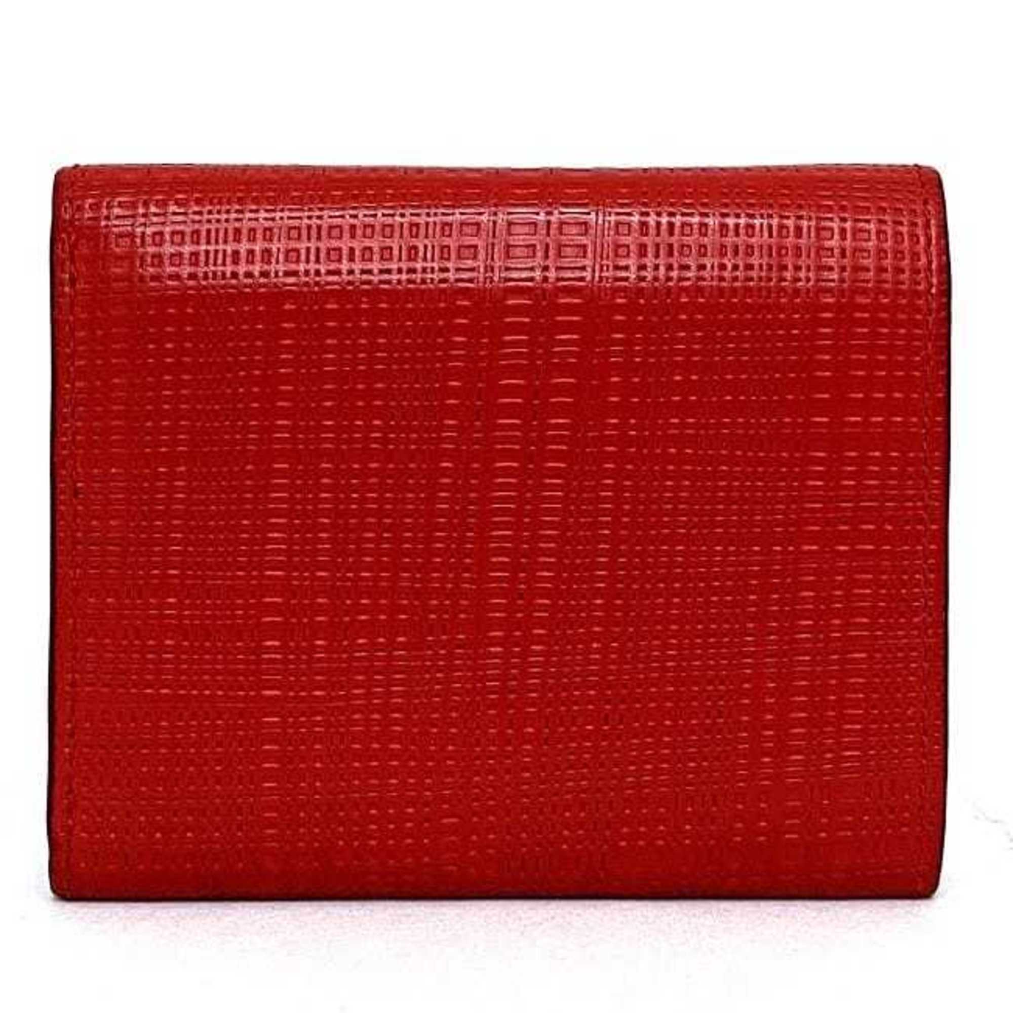 Loewe trifold wallet red linen anagram leather grain LOEWE