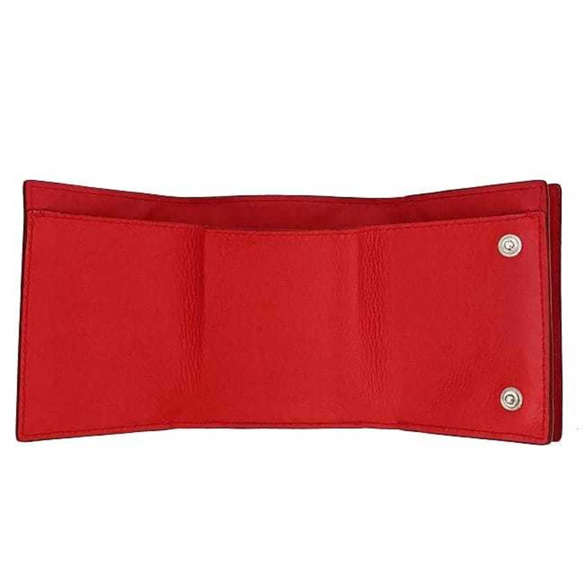 Loewe trifold wallet red linen anagram leather grain LOEWE