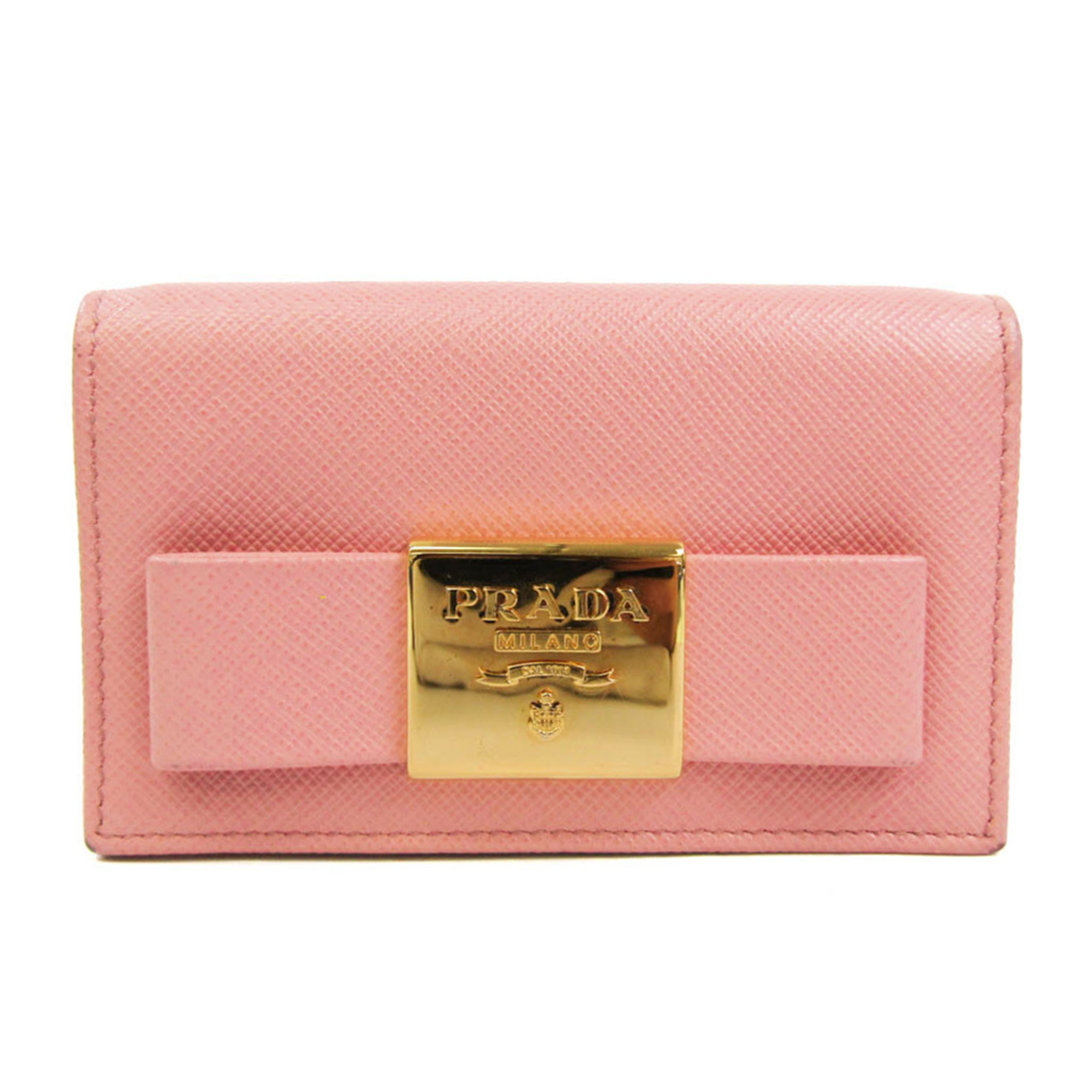 Prada SAFFIANO FIOCCO 1MC122 Leather Business Card Case Pink | eLADY  Globazone