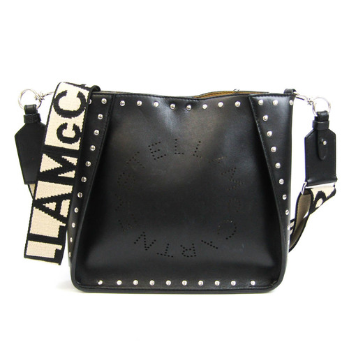 Stella McCartney Logo Belt 700073 Women's Synthetic Leather Shoulder Bag Black