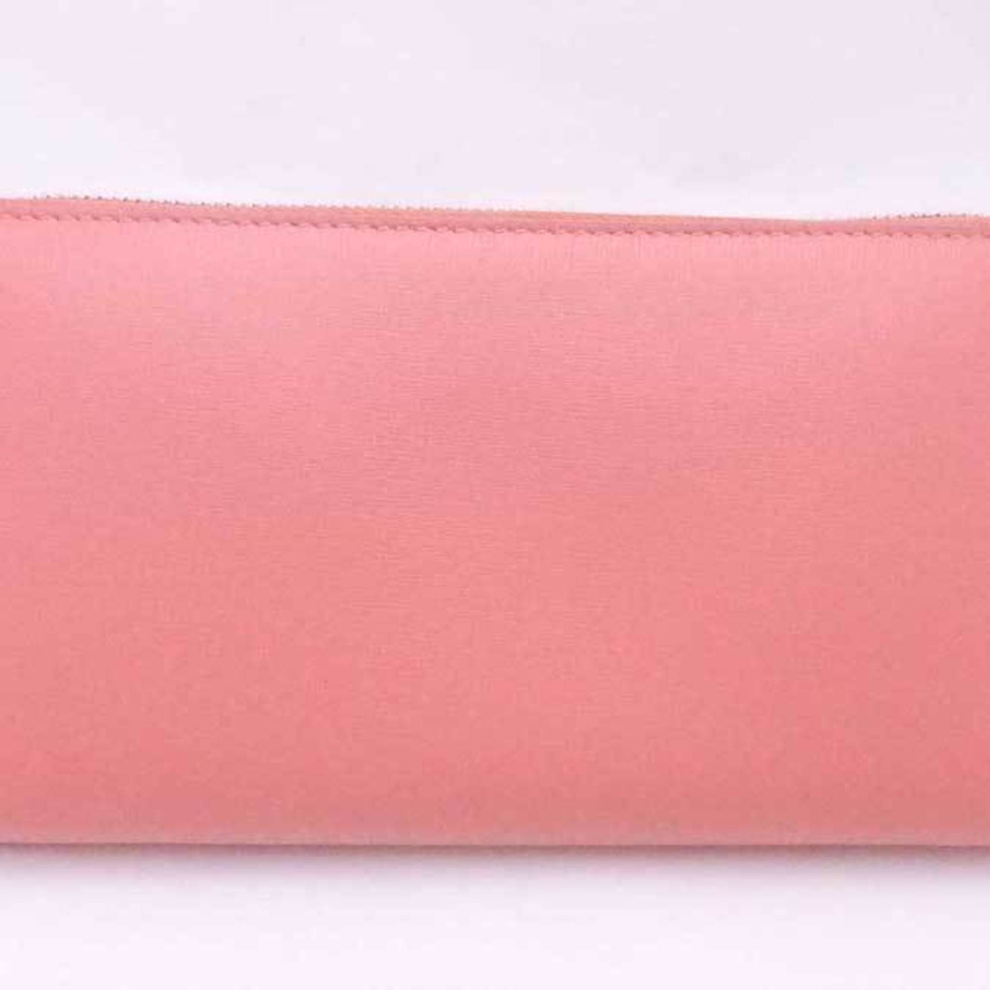 Balenciaga BALENCIAGA Round Zipper Long Wallet Logo Metal Salmon Pink Silver Women's