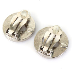 Chanel CHANEL earrings here mark metal silver ladies