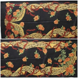 Salvatore Ferragamo rectangle silk scarf muffler stole black SALVATORE FERRAGAMO ladies paper ribbon pattern