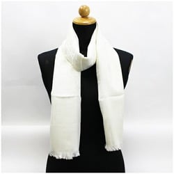Salvatore Ferragamo silk x wool stole white Gancini pattern AB rank SALVATORE FERRAGAMO ladies