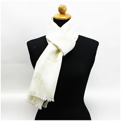 Salvatore Ferragamo silk x wool stole white Gancini pattern AB rank SALVATORE FERRAGAMO ladies