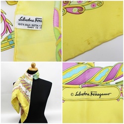 Salvatore Ferragamo silk scarf tropical fish white x yellow SALVATORE FERRAGAMO ladies