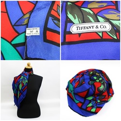 Tiffany Silk Scarf Muffler Navy x Multicolor TIFFANY Ladies