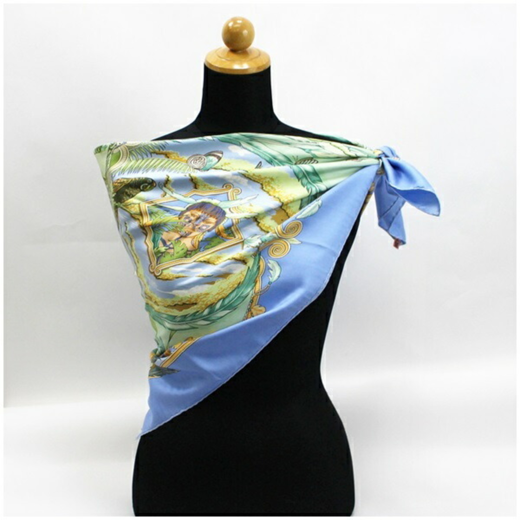 Hermes Silk Scarf Muffler Carre 90 AMAZONIA Amazonia Light Blue HERMES Women's