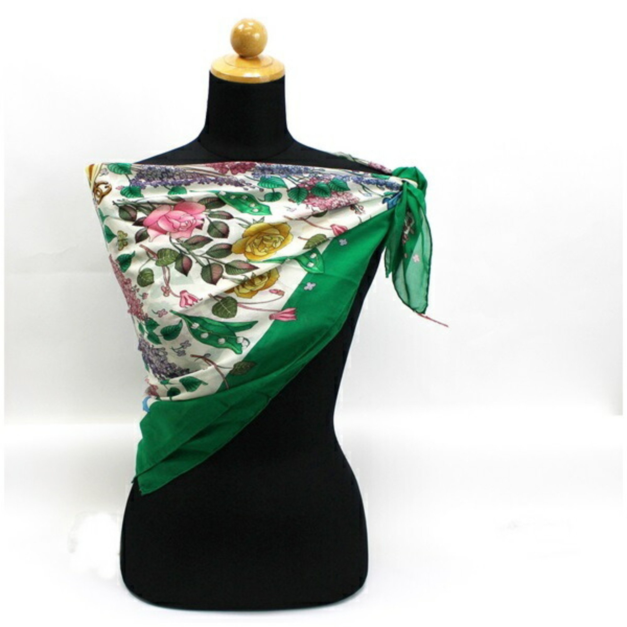 Gucci Old Scarf Muffler Green Flora Vittorio Accornero GUCCI Women's