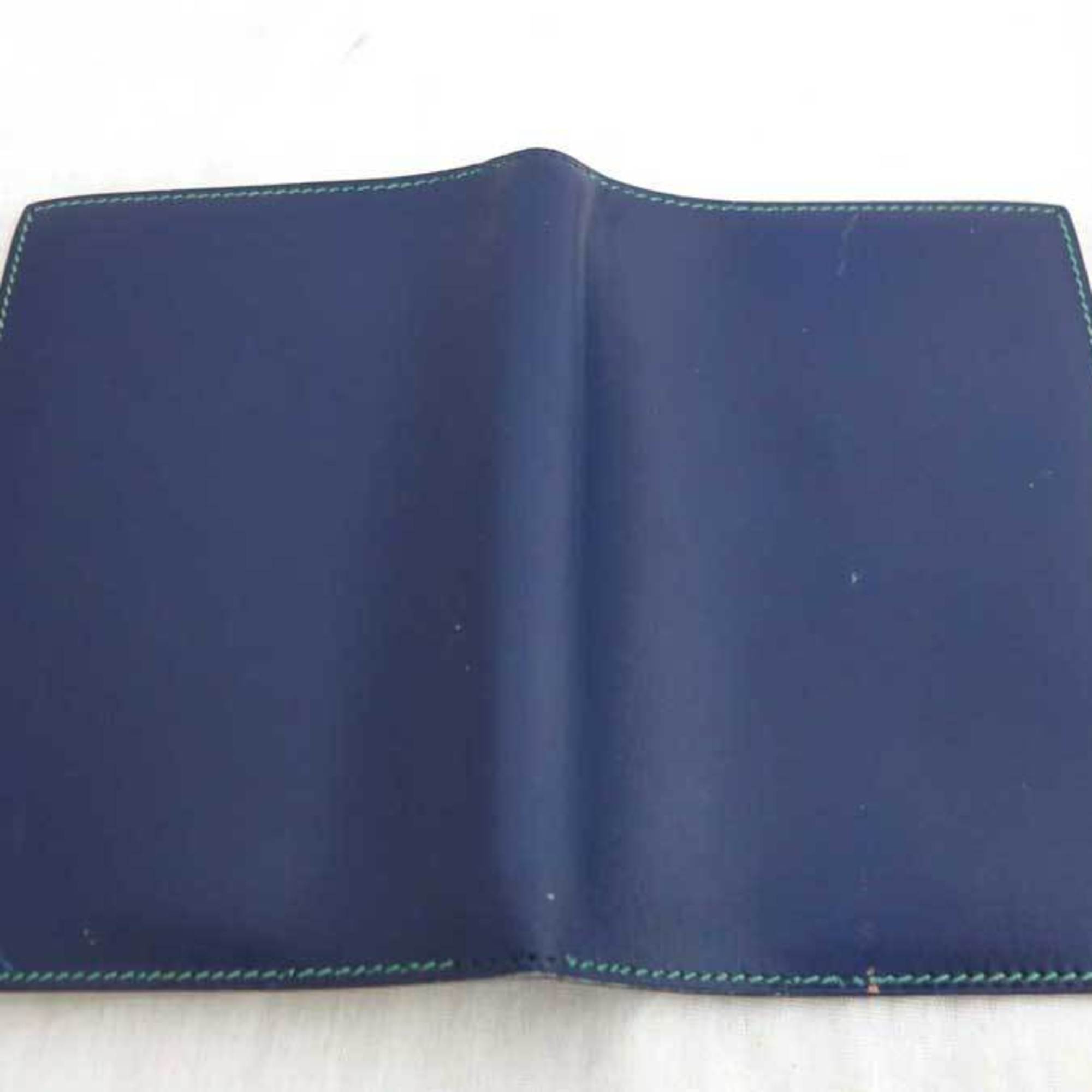 Hermes HERMES notebook cover leather navy blue x green unisex