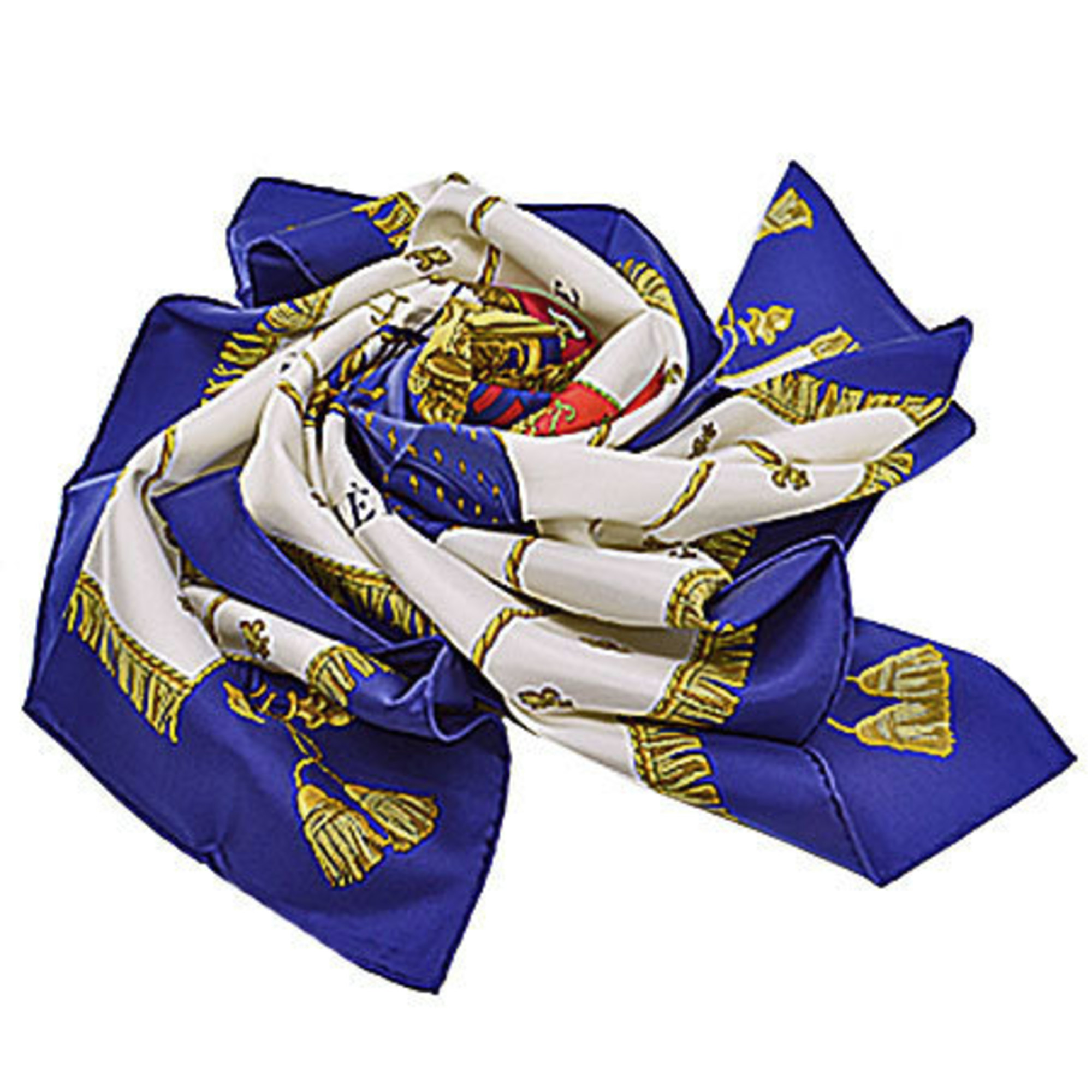 Hermes HERMES Scarf Carre 90 VUEDU CAROSSE DE LA GALERE REALE Queen Coronation Silk Navy x White Multicolor Women's