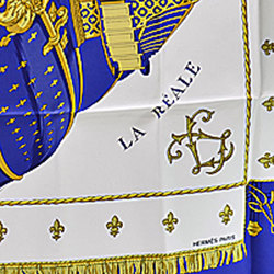 Hermes HERMES Scarf Carre 90 VUEDU CAROSSE DE LA GALERE REALE Queen Coronation Silk Navy x White Multicolor Women's