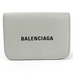 Balenciaga BALENCIAGA tri-fold wallet leather light gray x black unisex 593813