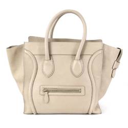 Celine CELINE Handbag Luggage Mini Shopper Leather Greige Gold Women's