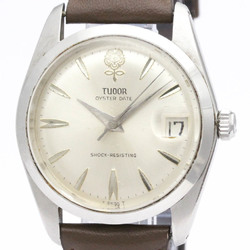 Vintage TUDOR Oyster Date 7962 Steel Leather Hand-winding Mens Watch BF557959