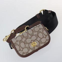 COACH Coach Multifunction Crossbody With Dinky Shoulder Bag C2613 Signature Jacquard Leather Brown Series Gold Hardware Second Clutch Pouch