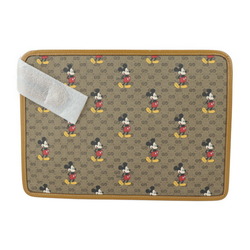 GUCCI Gucci Disney Collaboration Mickey Second Bag 602552 Mini GG Supreme Canvas Leather Brown Series Gold Hardware Clutch Pouch