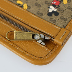 GUCCI Gucci Disney Collaboration Mickey Second Bag 602552 Mini GG Supreme Canvas Leather Brown Series Gold Hardware Clutch Pouch