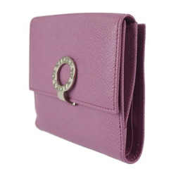 BVLGARI Bulgari BB Clip Woman Wallet Bifold 35638 Grain Calf Leather Raspberry Pink Purple Series Silver Metal Fittings
