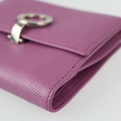 BVLGARI Bulgari BB Clip Woman Wallet Bifold 35638 Grain Calf Leather Raspberry Pink Purple Series Silver Metal Fittings