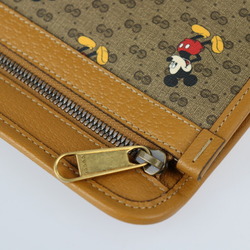 GUCCI Gucci Disney Collaboration Second Bag 602552 Micro GG Supreme Canvas Leather Beige Light Brown Gold Hardware Mickey Print Clutch Pouch