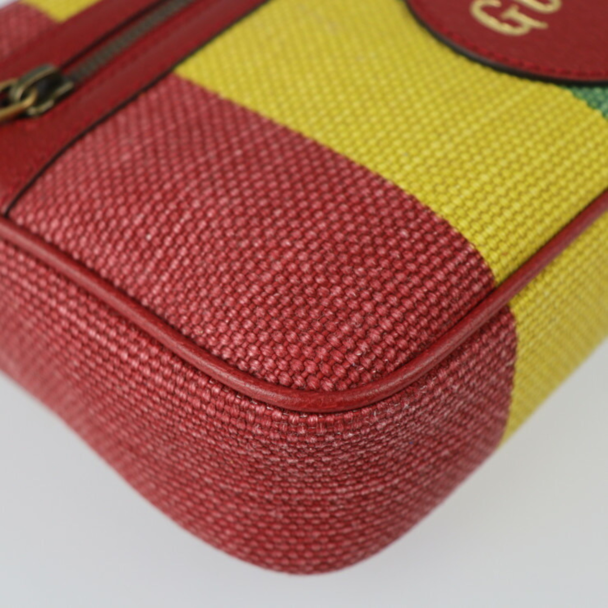 GUCCI Gucci Baiadera Waist Bag 625895 Notation Size 80/32 Canvas Leather Multicolor Gold Hardware Belt Body